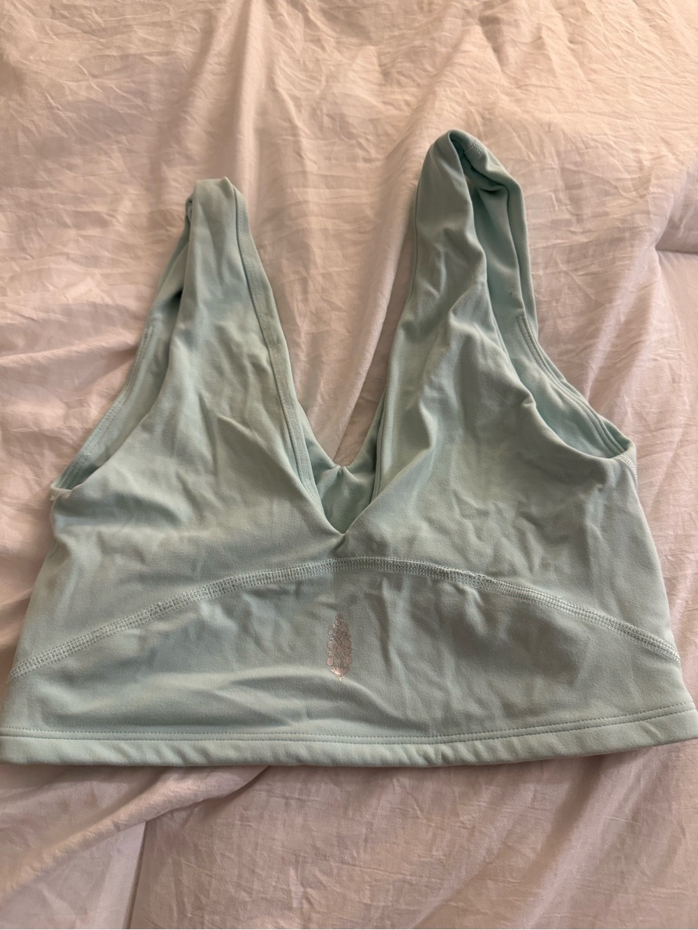 Free People Light Mint Green V-Neck Sports Bra